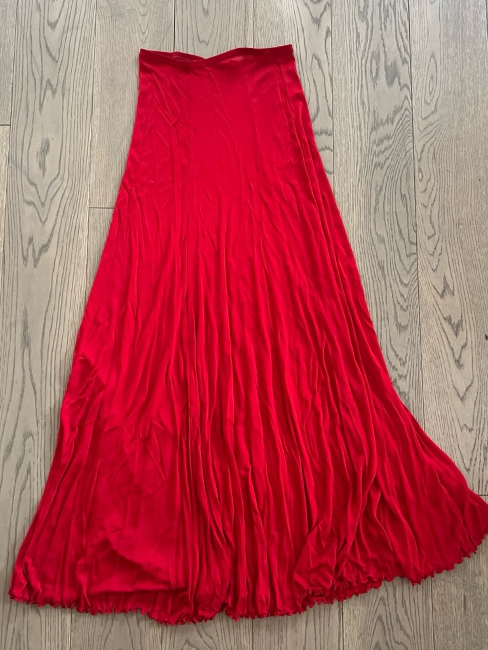 Stephen Burrows Iconic Red 1970’s Vintage Vibrant Maxi Skirt Flowy Lettuce Hem S